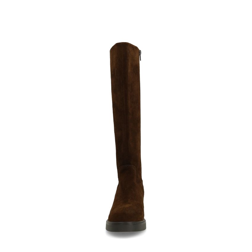 Dunkelbraune Veloursleder-Stiefel
