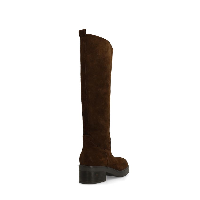 Dunkelbraune Veloursleder-Stiefel