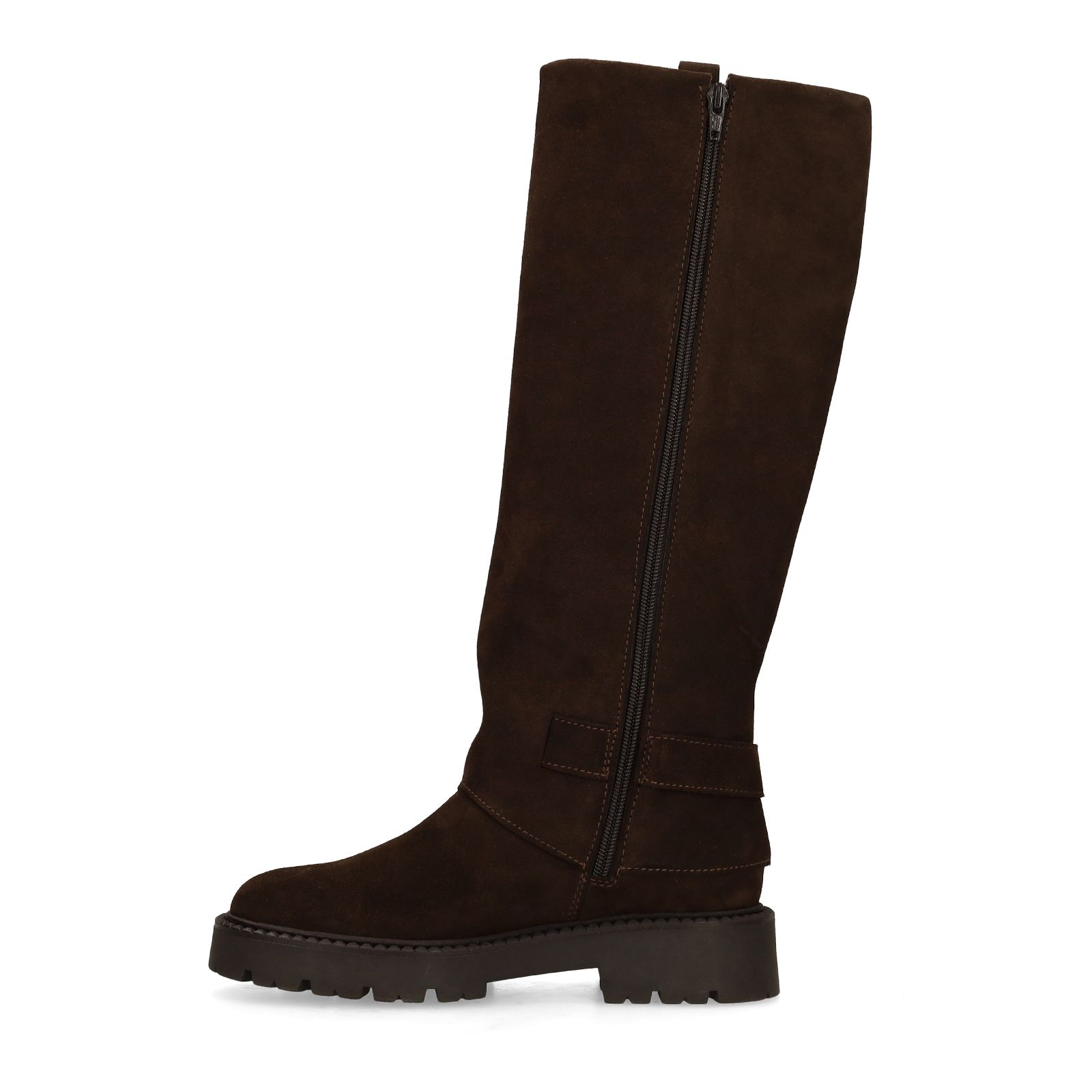 Dunkelbraune Veloursleder-Stiefel