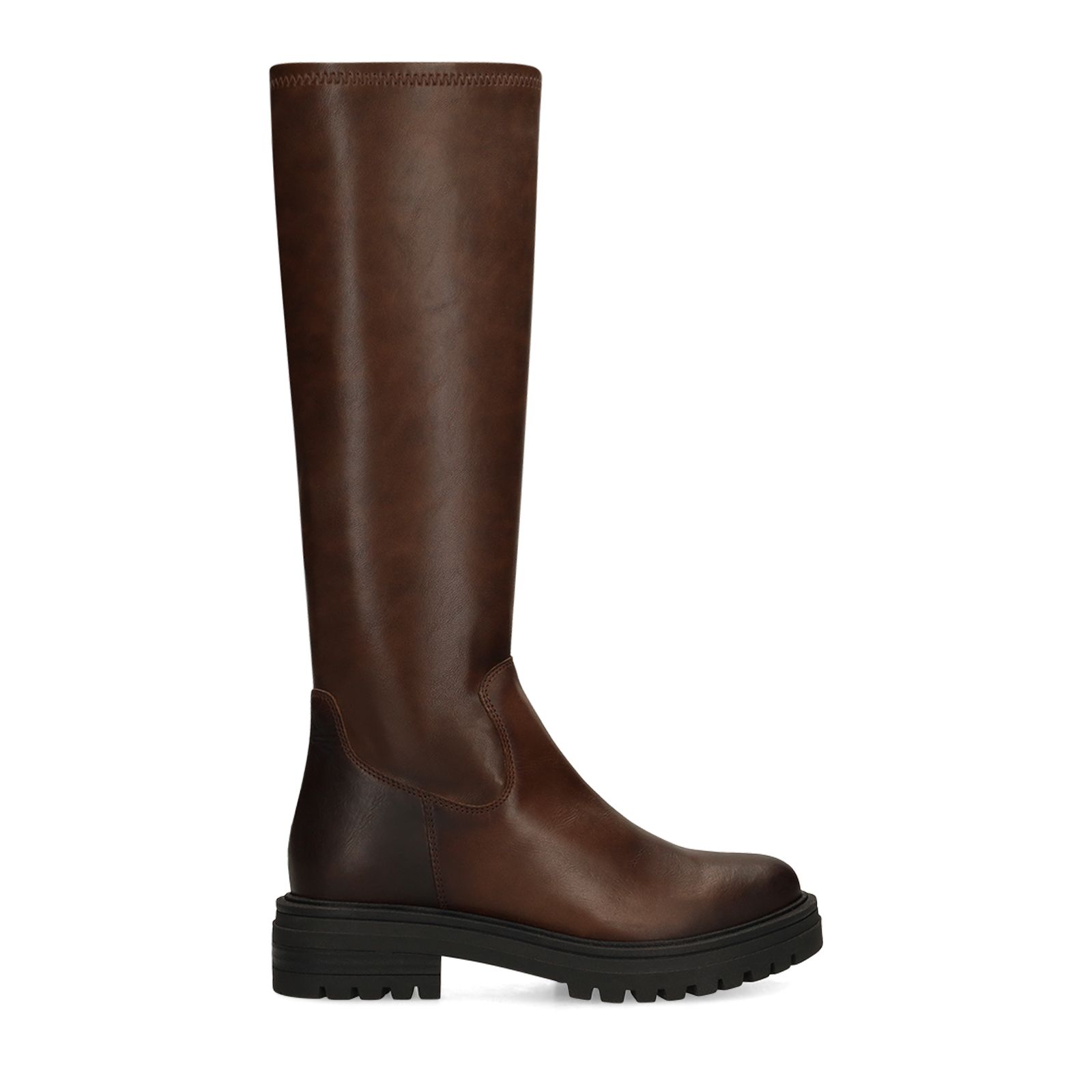 Braune Stretch-Stiefel aus Leder