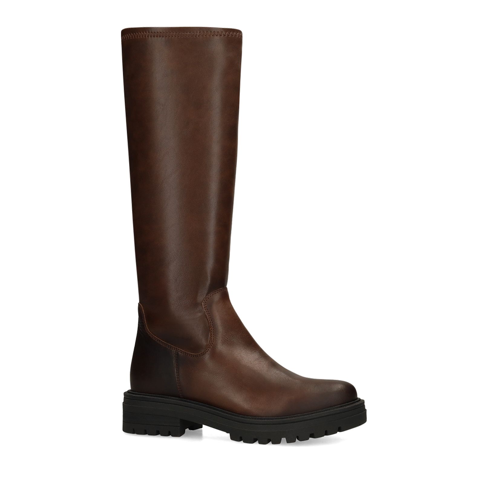 Braune Stretch-Stiefel aus Leder