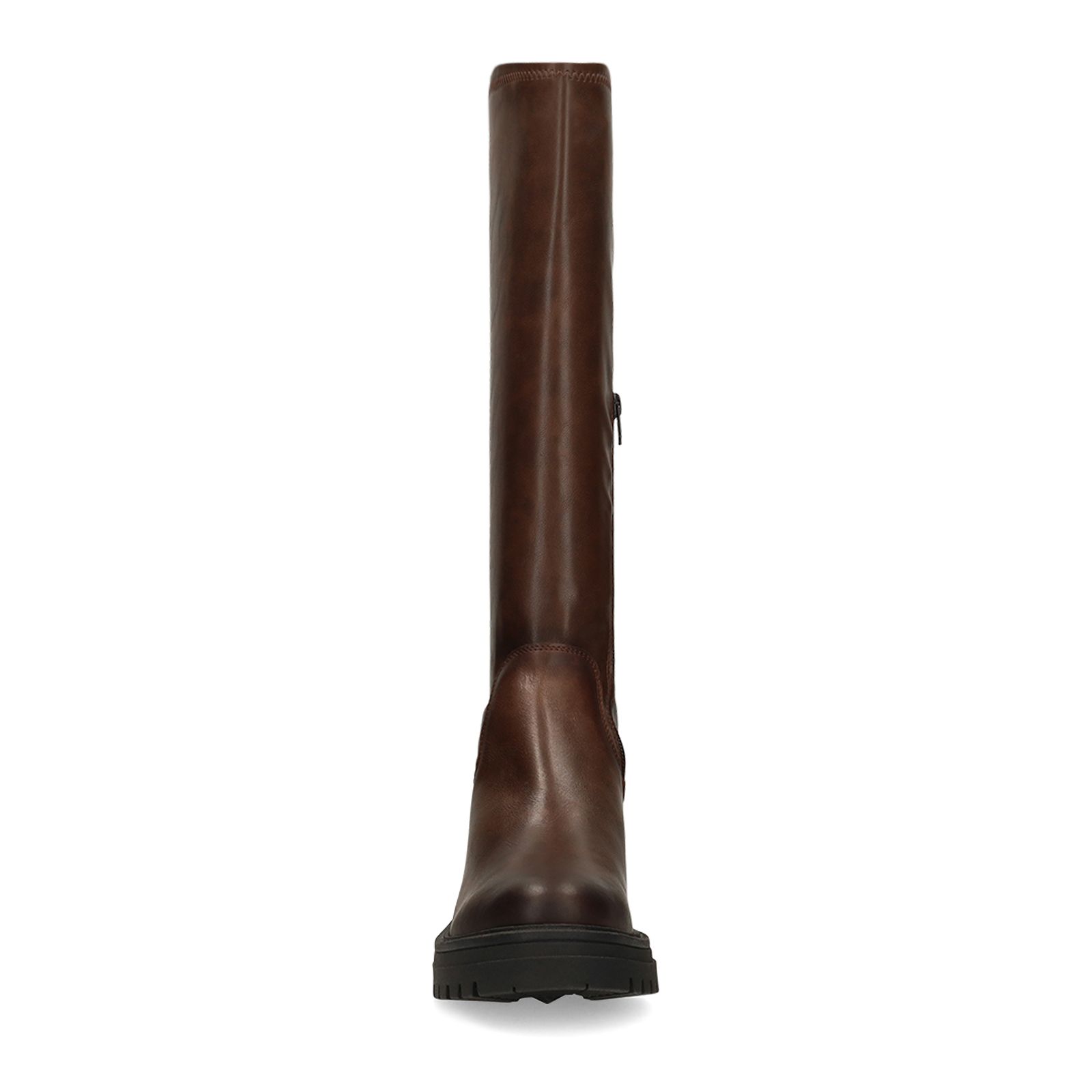 Braune Stretch-Stiefel aus Leder