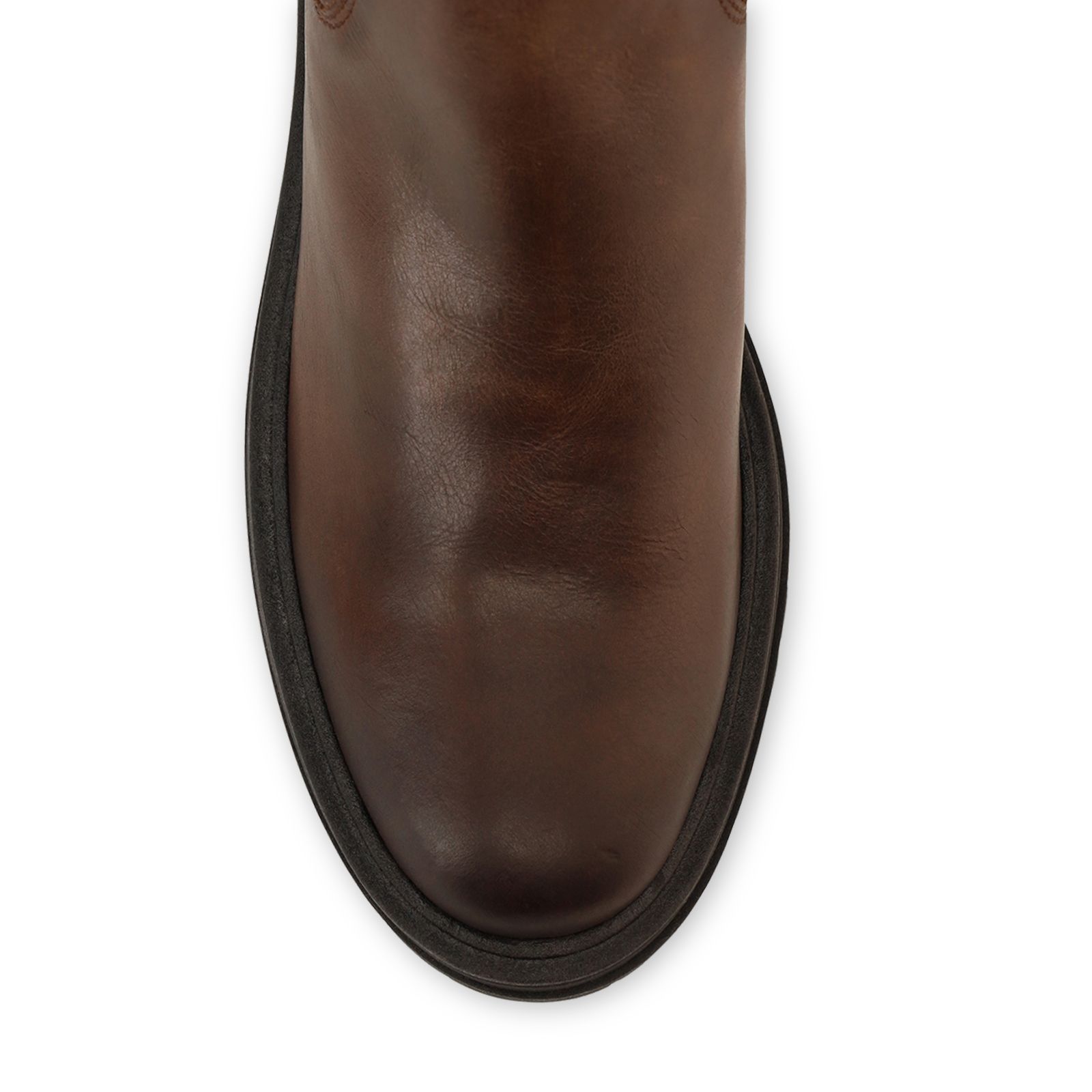 Braune Stretch-Stiefel aus Leder