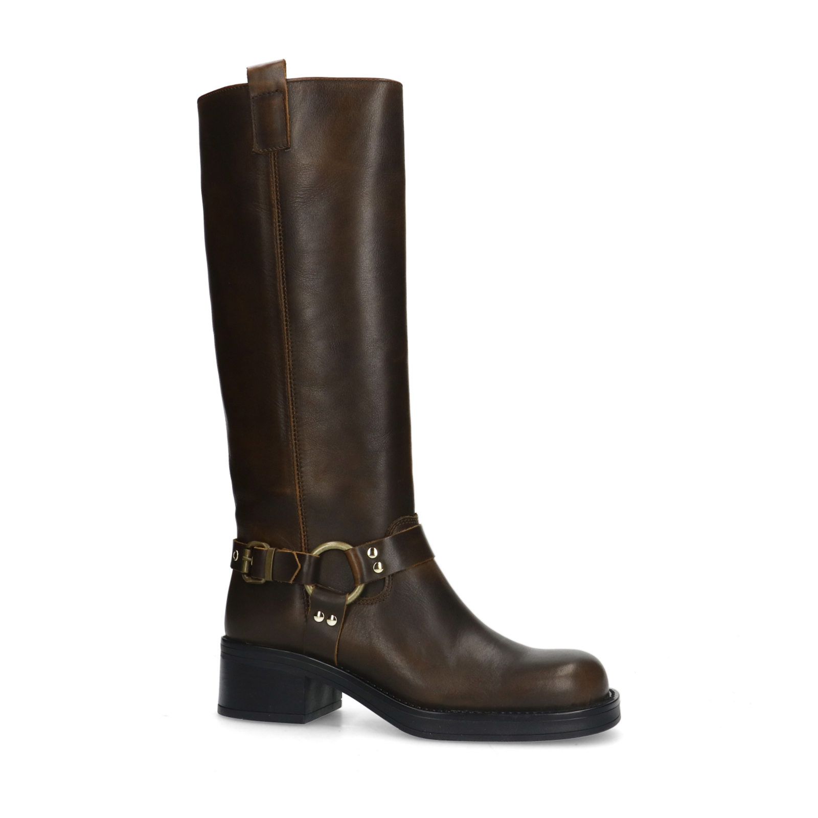 Bruine leren hoge biker boots Hoge laarzen Manfield Manfield