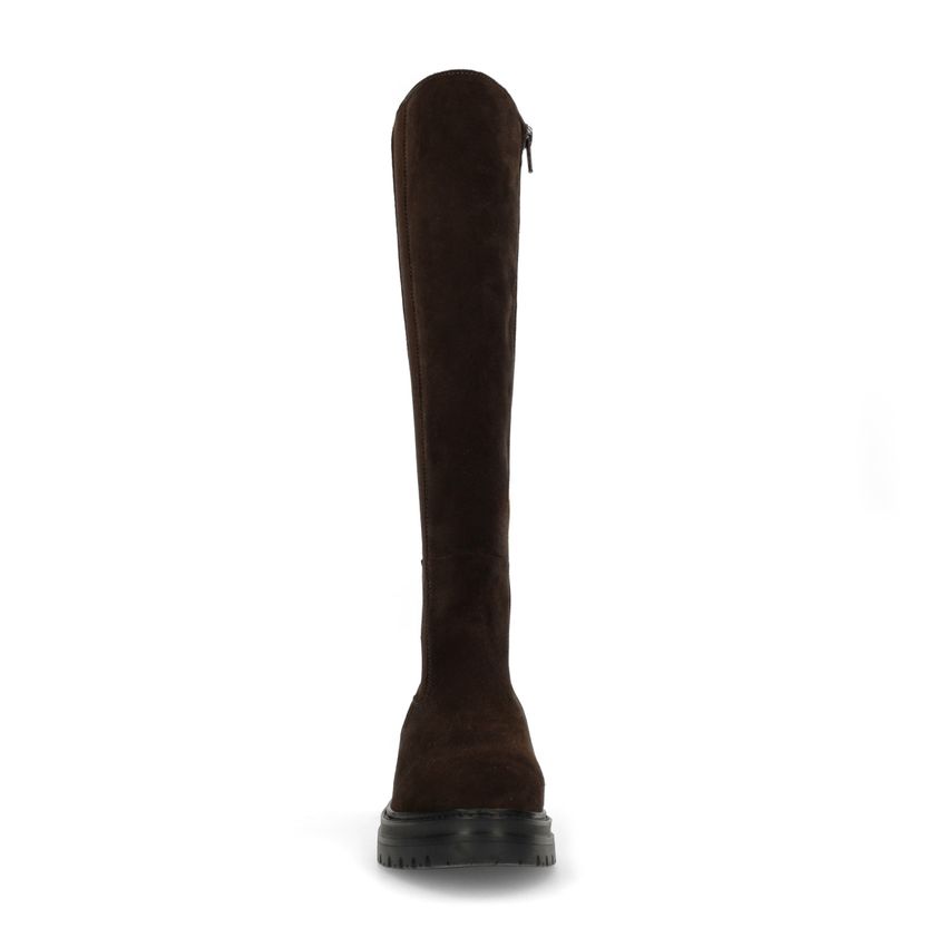 Dunkelbraune Veloursleder-Stiefel