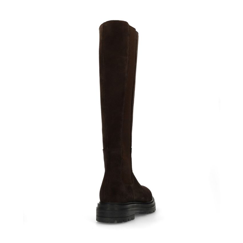 Dunkelbraune Veloursleder-Stiefel