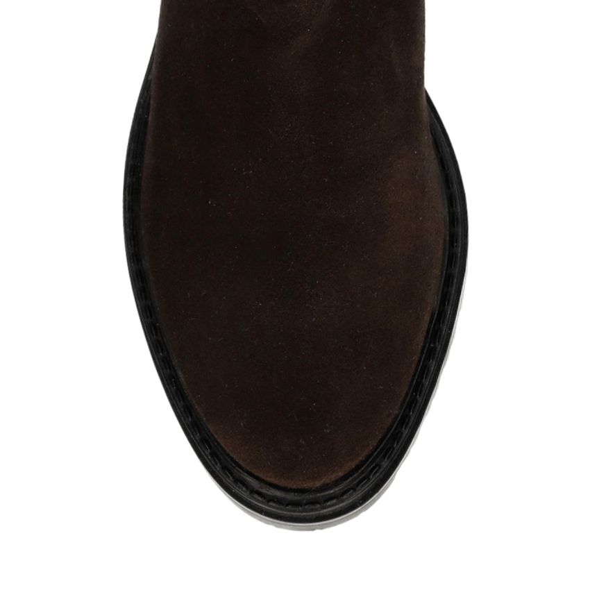 Dunkelbraune Veloursleder-Stiefel