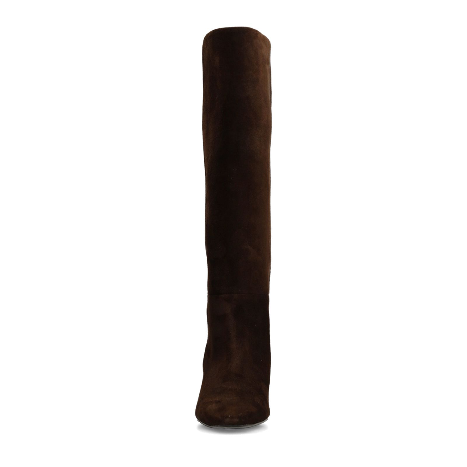 Dunkelbraune Veloursleder-Stiefel mit Absatz