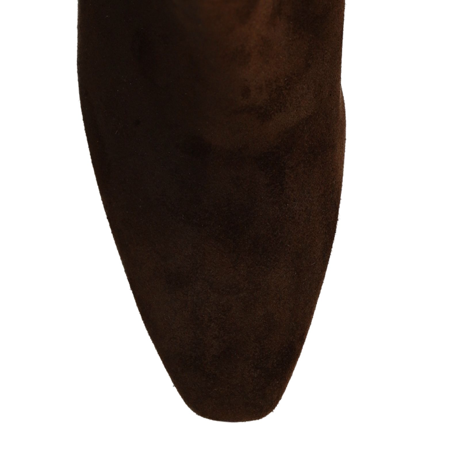 Dunkelbraune Veloursleder-Stiefel mit Absatz