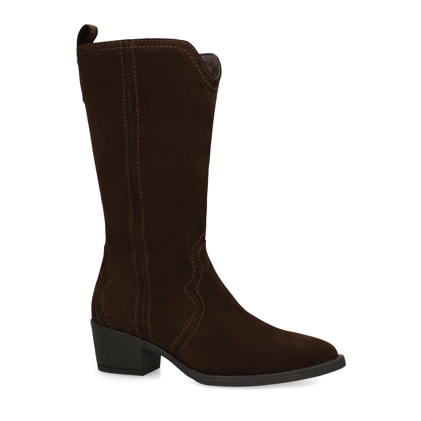 Dunkelbraune Cowboystiefel aus Veloursleder