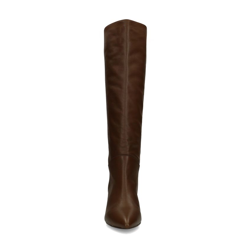 Braune Lederstiefel mit Absatz