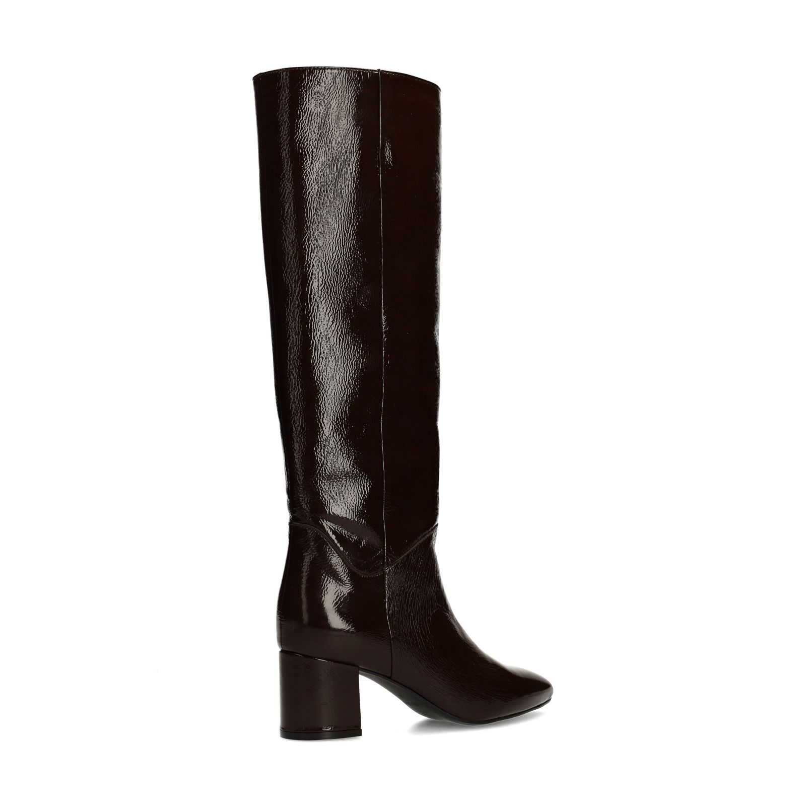 Braune Lacklederstiefel mit Absatz