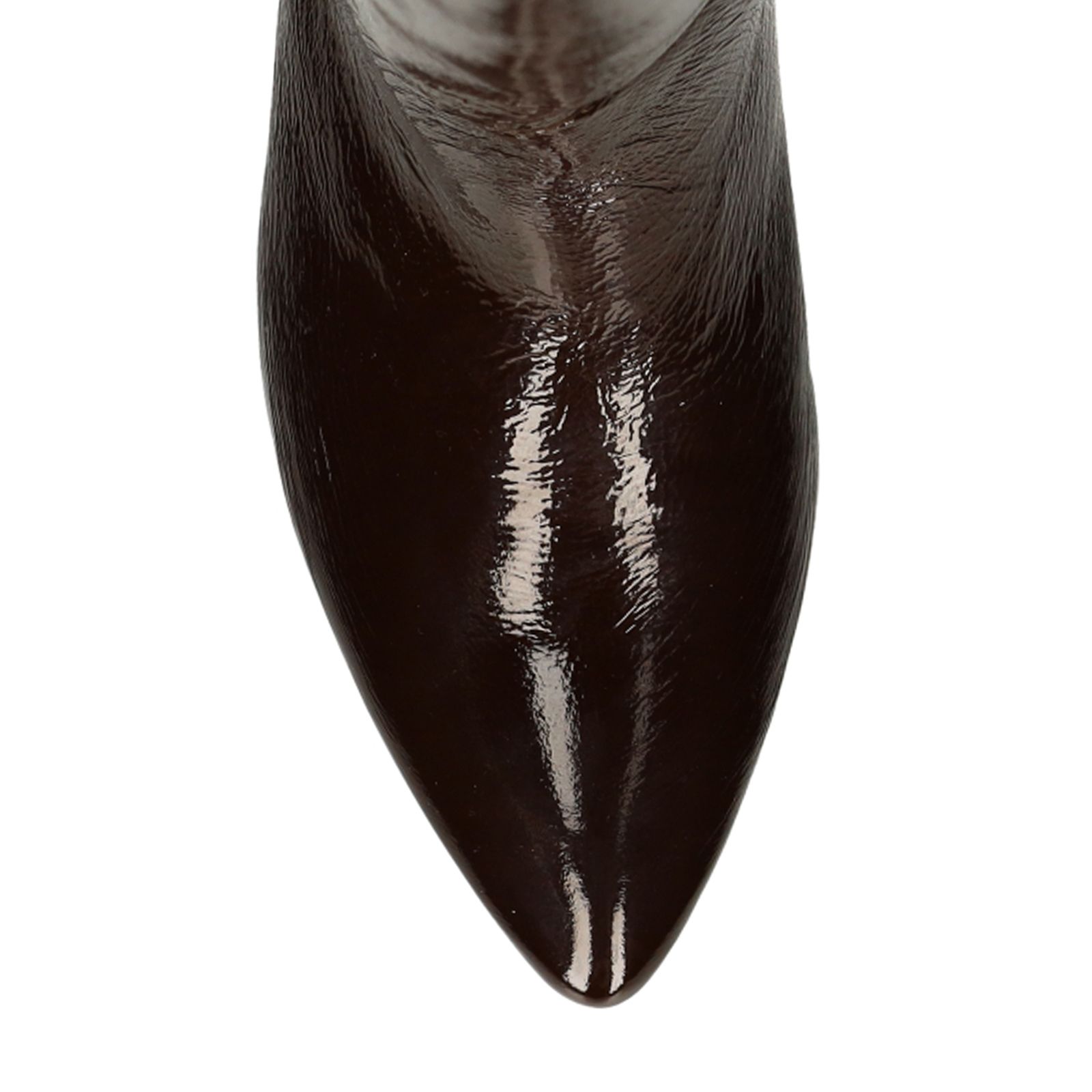 Braune Lacklederstiefel mit Absatz