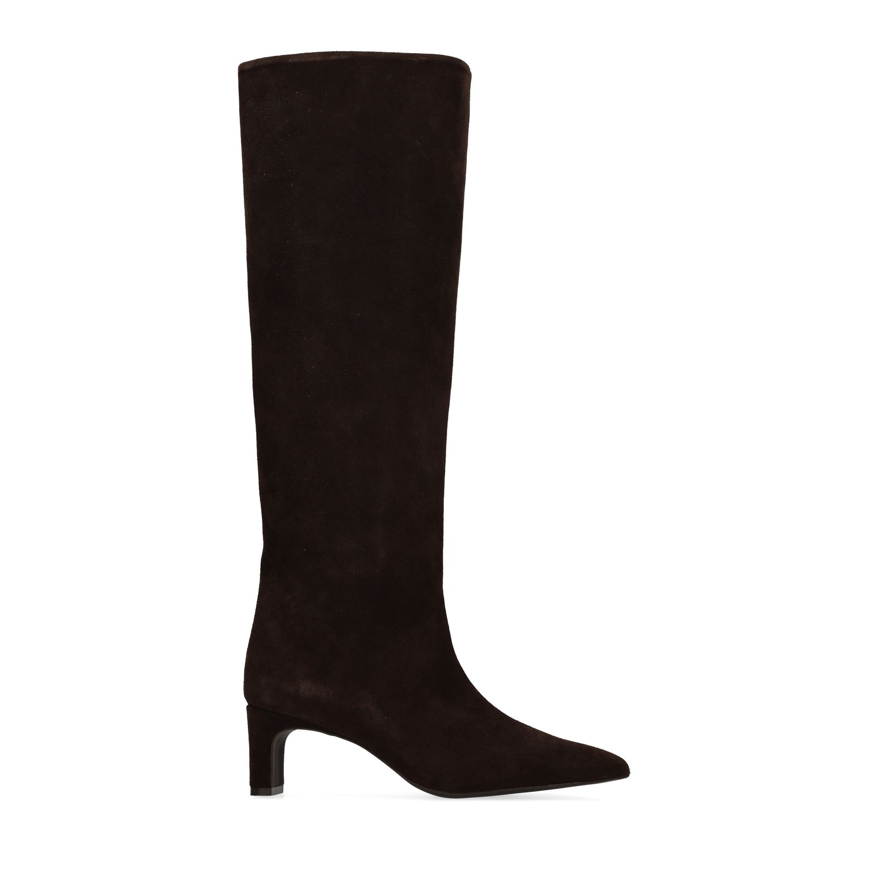 Braune Veloursleder-Stiefel mit Absatz