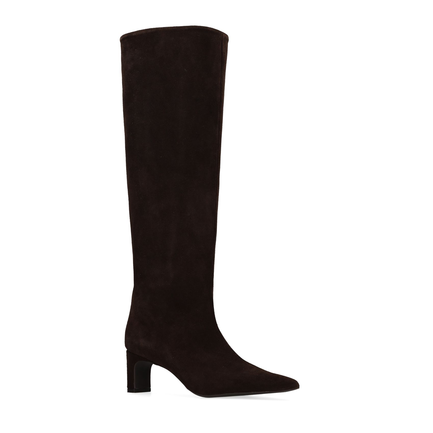 Braune Veloursleder-Stiefel mit Absatz