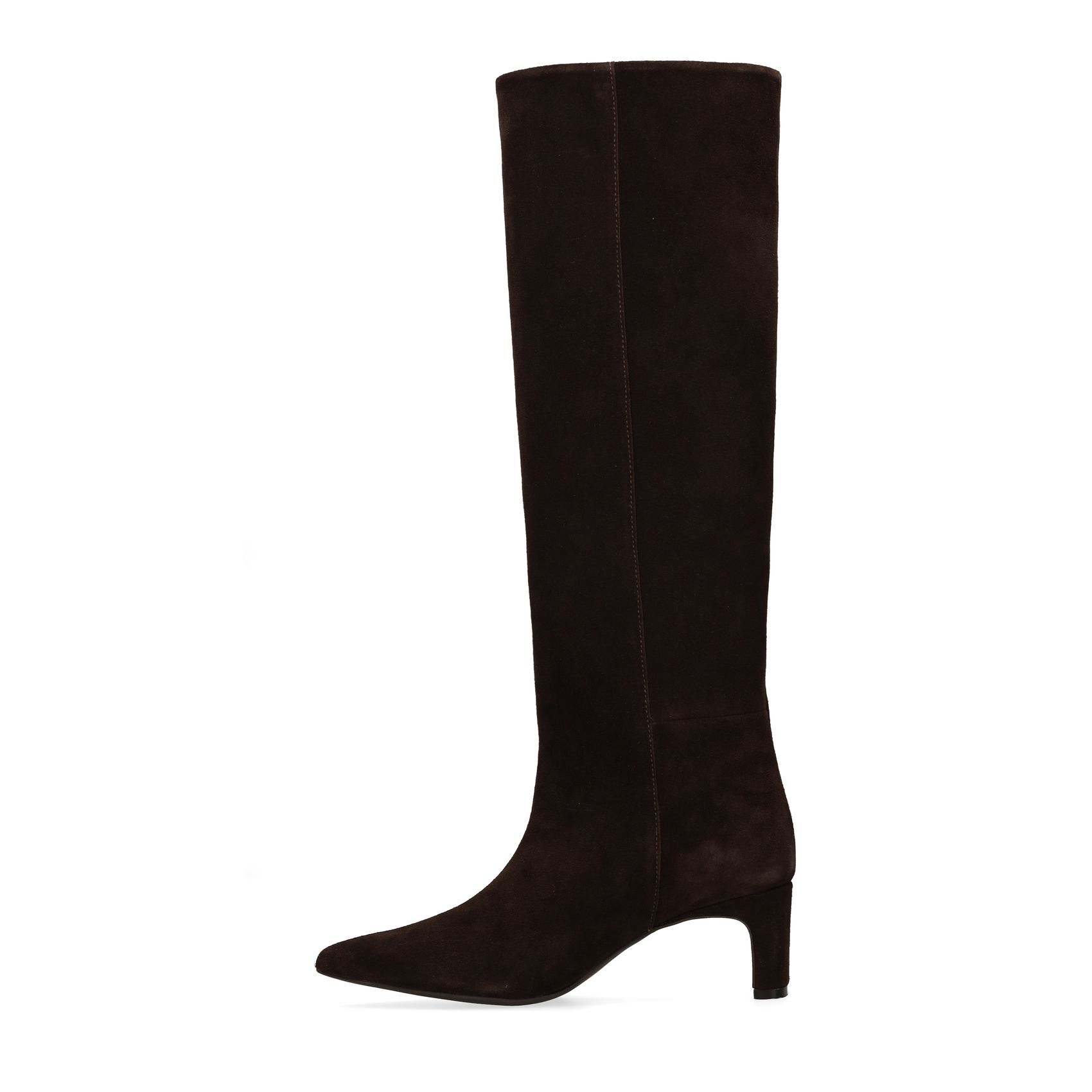 Braune Veloursleder-Stiefel mit Absatz