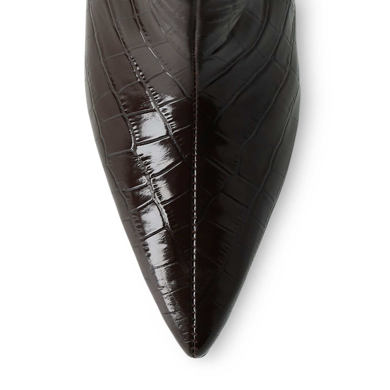 Braune Lederstiefel mit Krokomuster