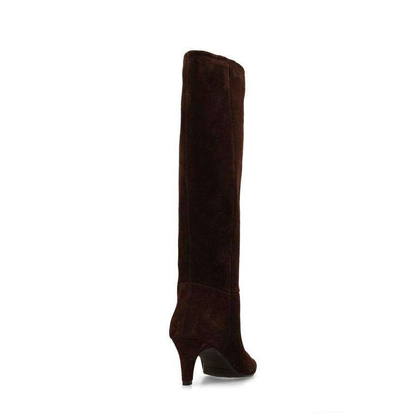 Braune Veloursleder-Stiefel mit Absatz