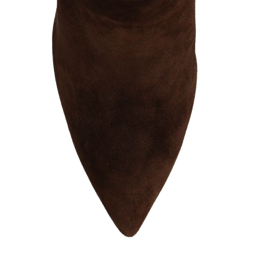 Braune Veloursleder-Stiefel mit Absatz