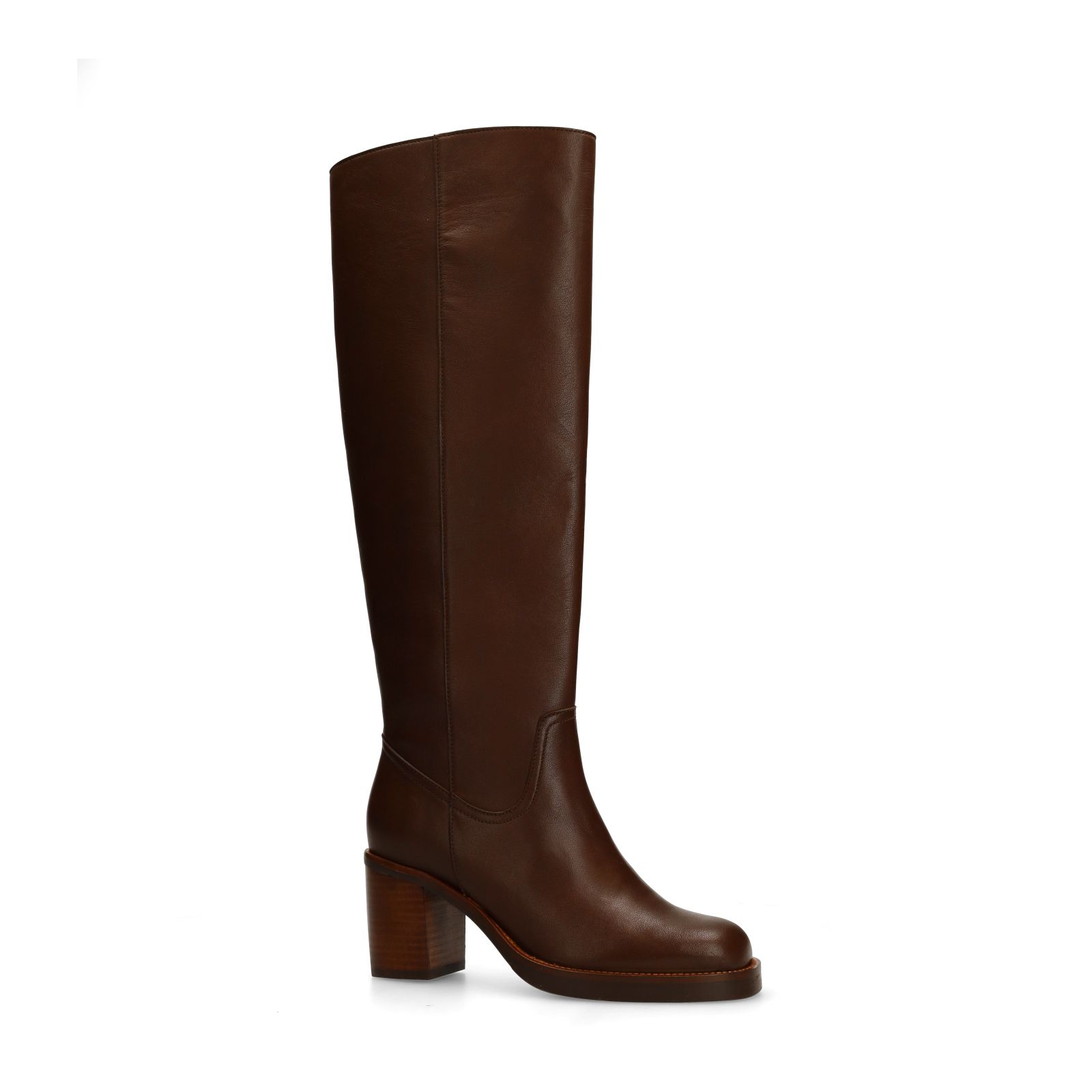 Dunkelbraune Lederstiefel mit Absatz