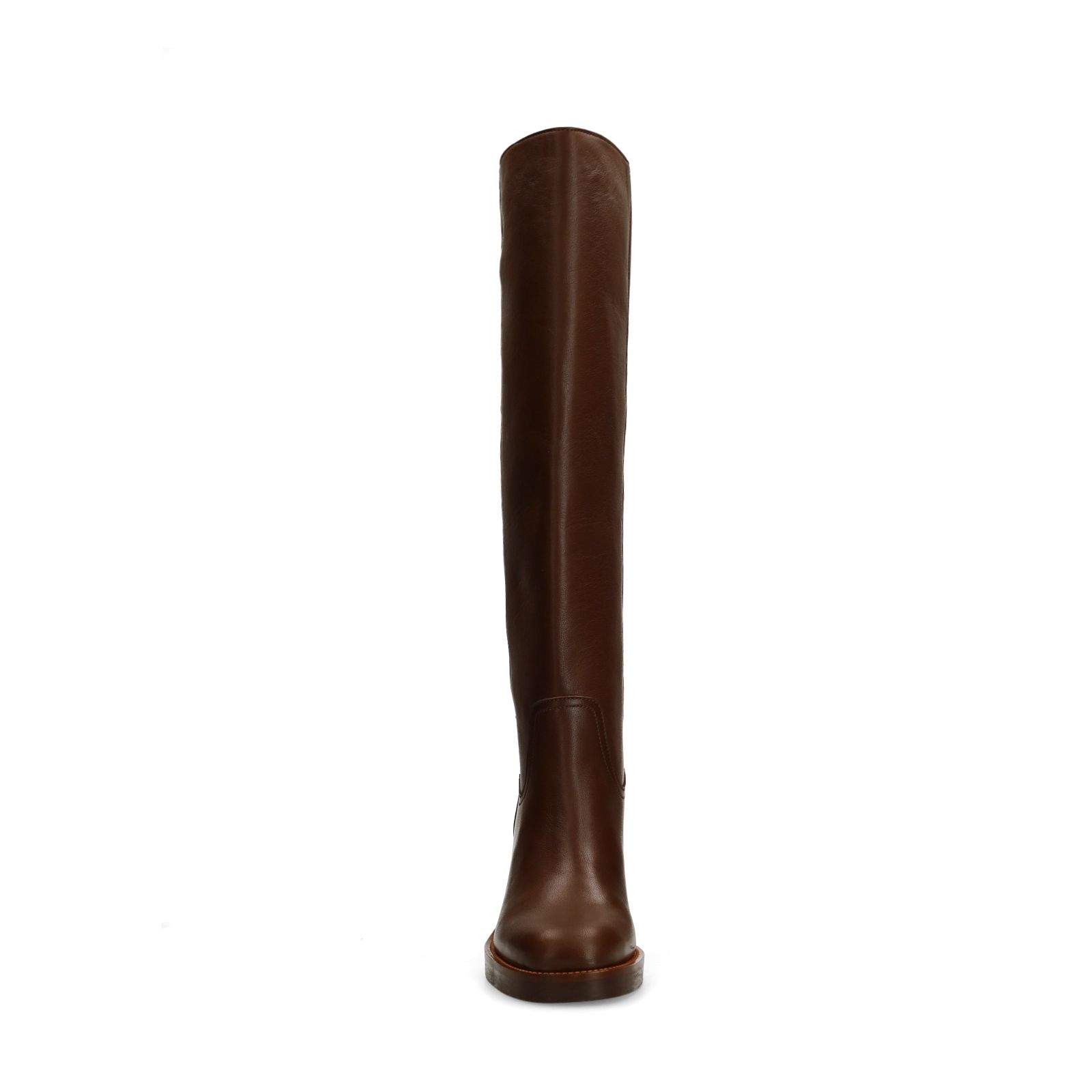 Dunkelbraune Lederstiefel mit Absatz