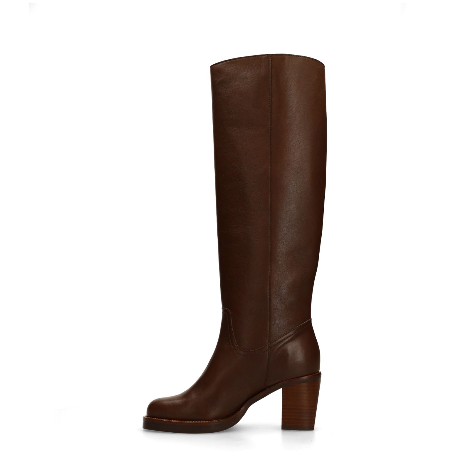 Dunkelbraune Lederstiefel mit Absatz