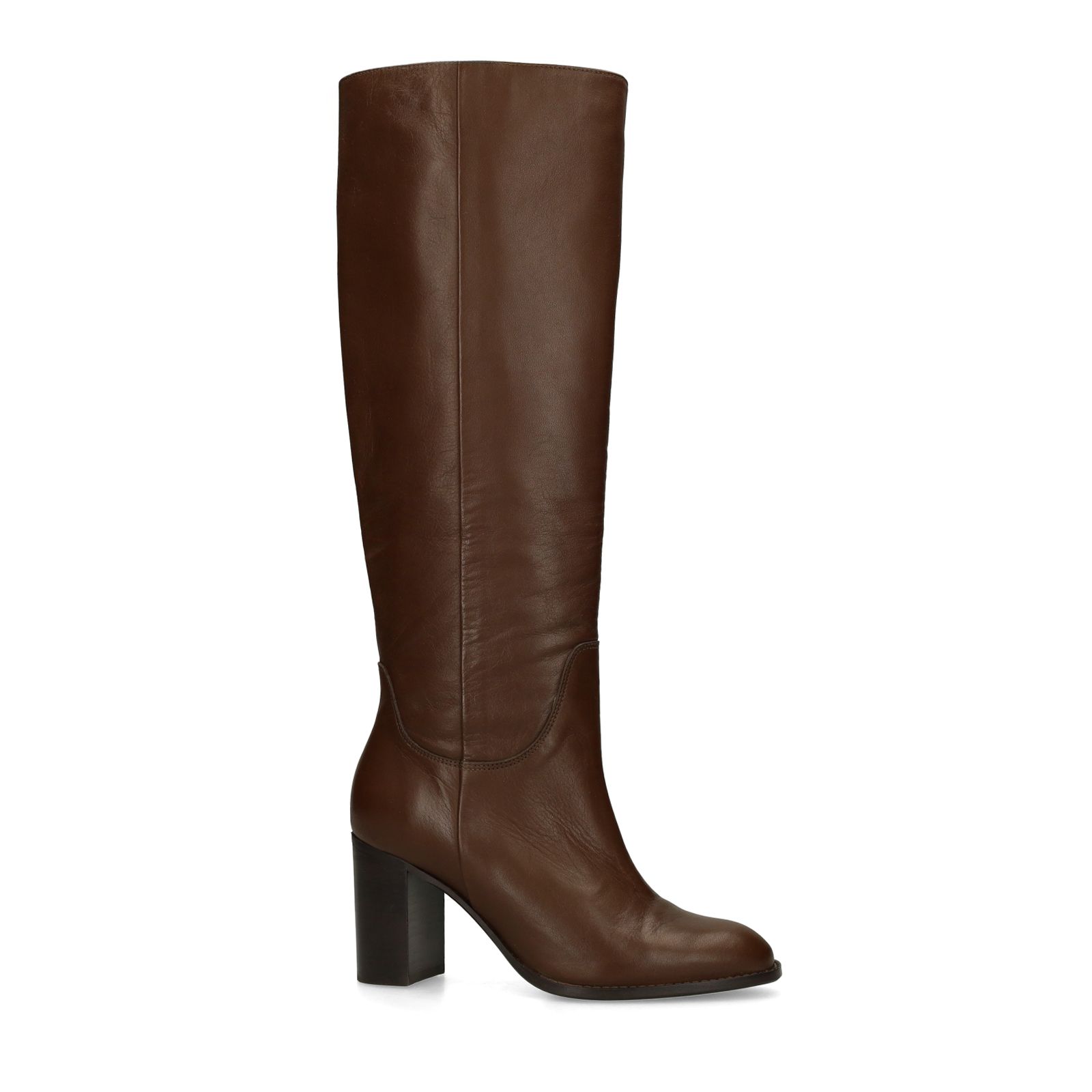 Braune Lederstiefel mit Absatz