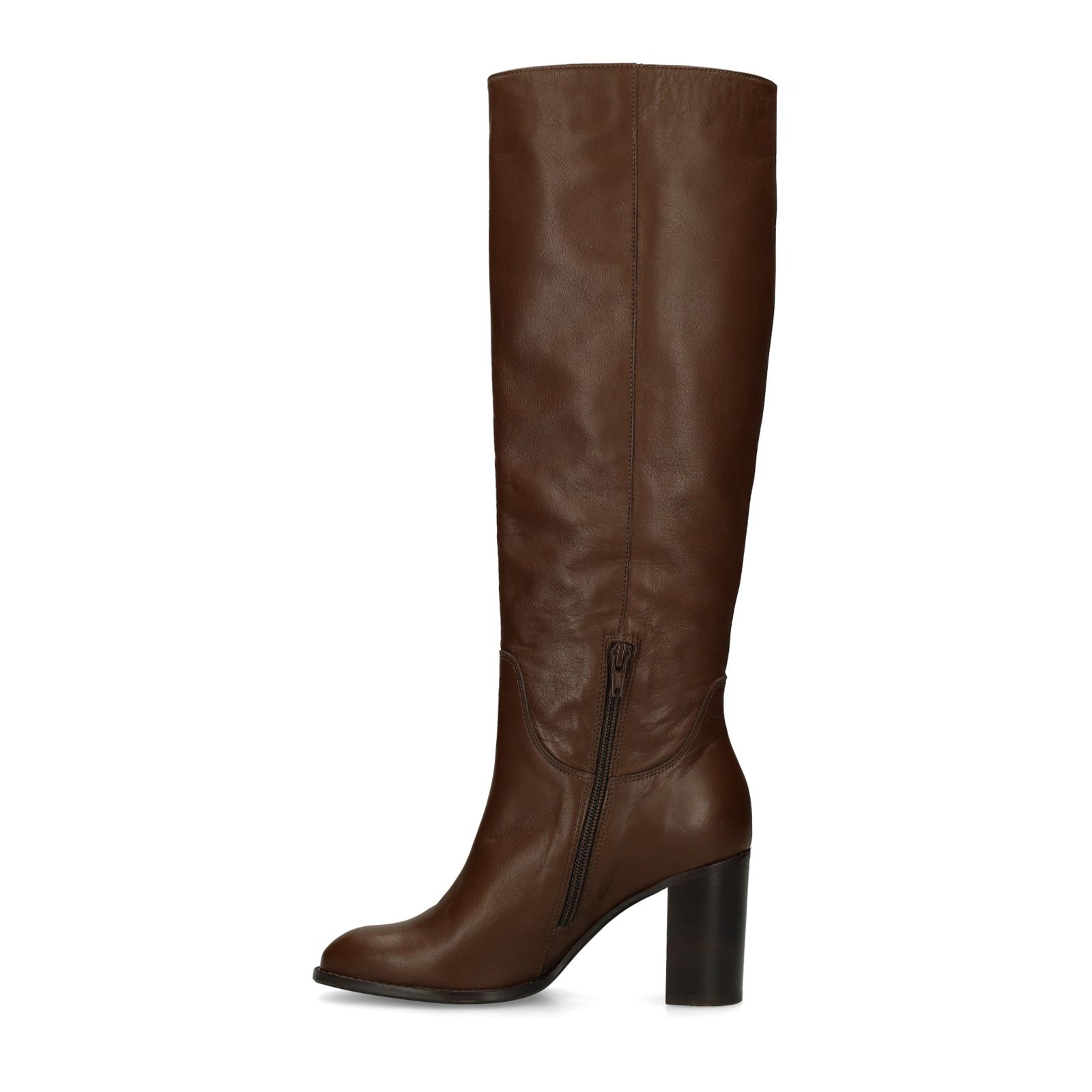 Braune Lederstiefel mit Absatz