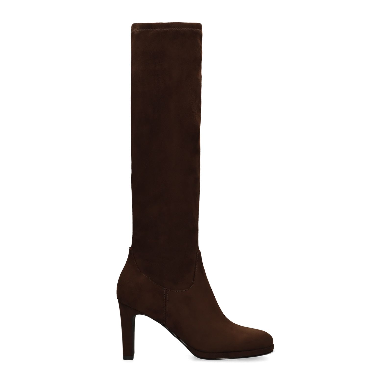 Braune Stretch-Stiefel aus Velourslederimitat