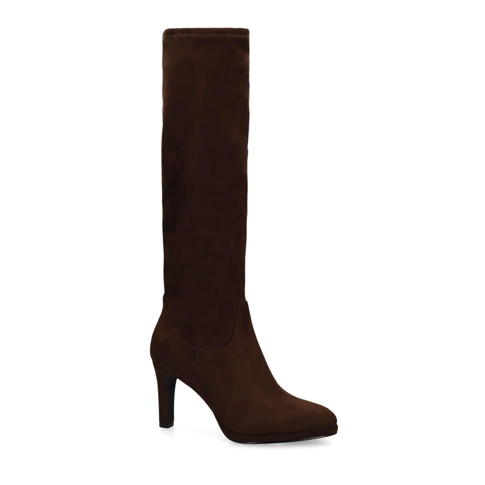 Braune Stretch-Stiefel aus Velourslederimitat