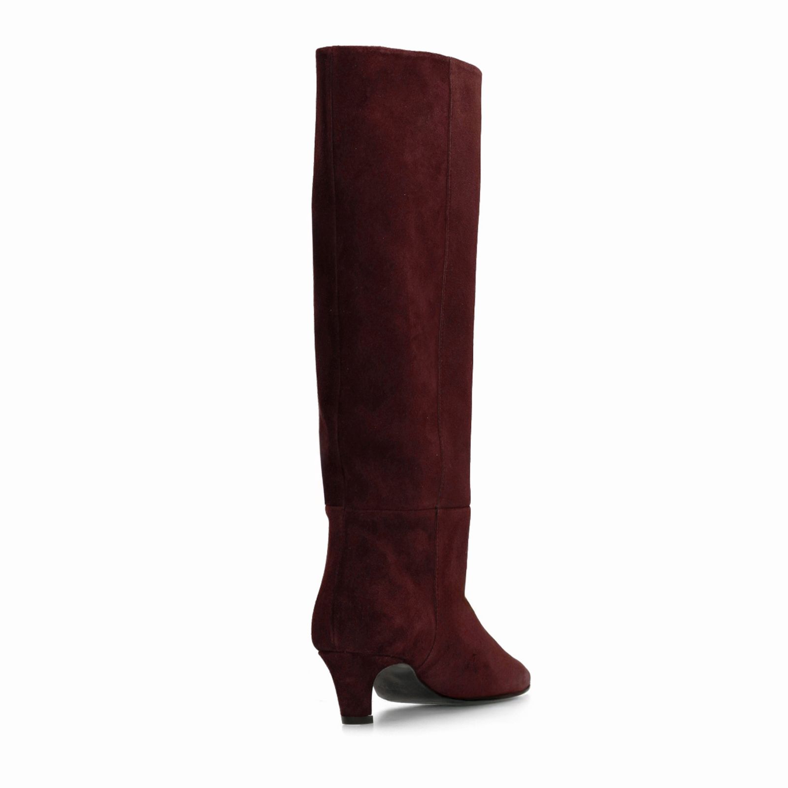 Rote Veloursleder-Stiefel mit Absatz