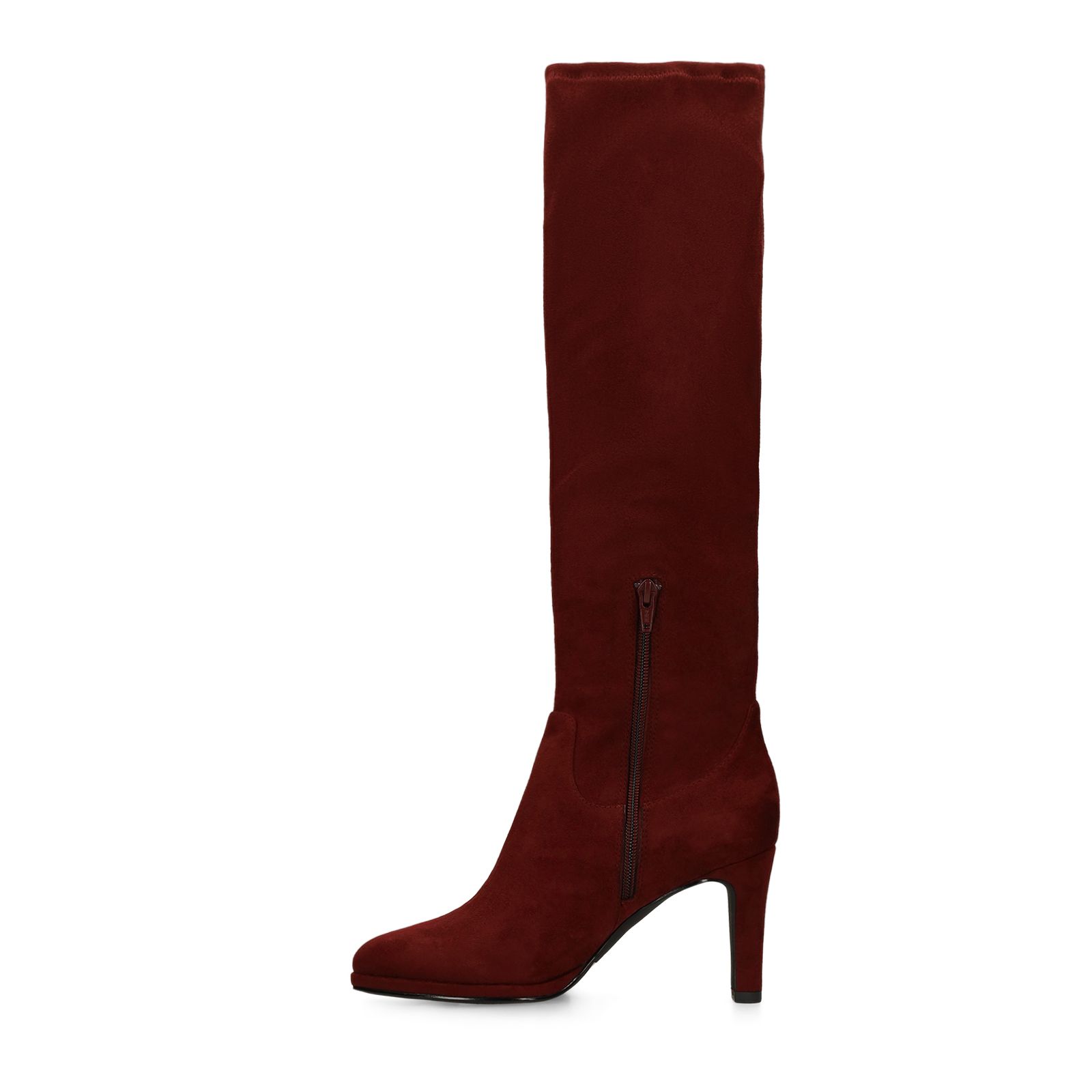 Rote Stretch-Stiefel aus Velourslederimitat