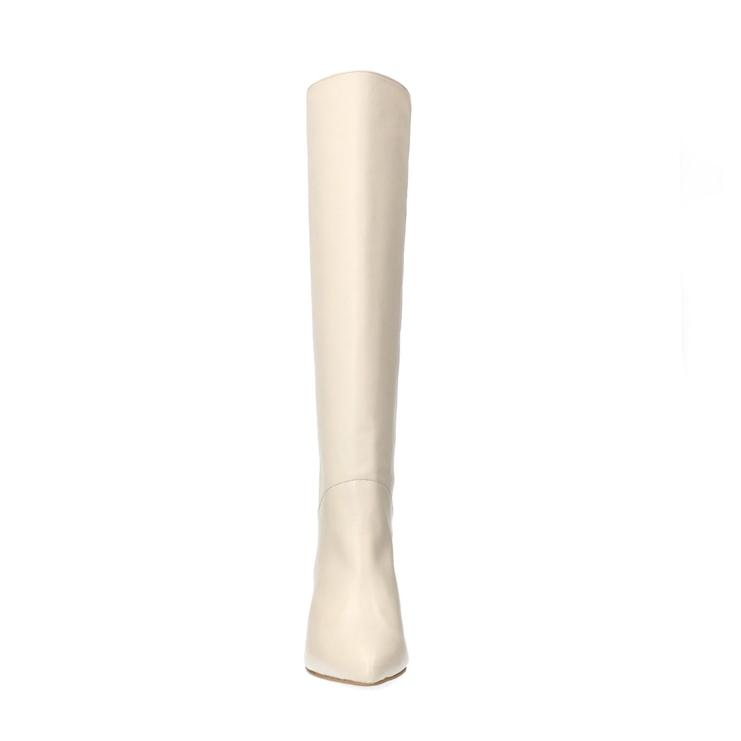 Witte hoge leren laarzen met hak