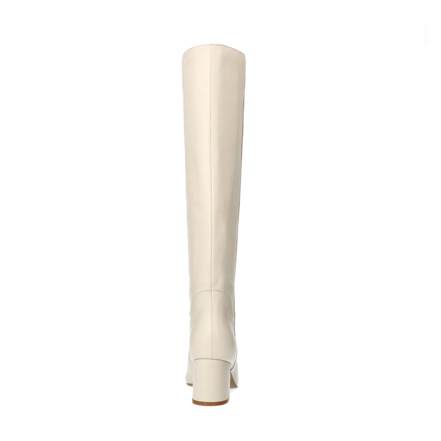 Witte hoge leren laarzen met hak
