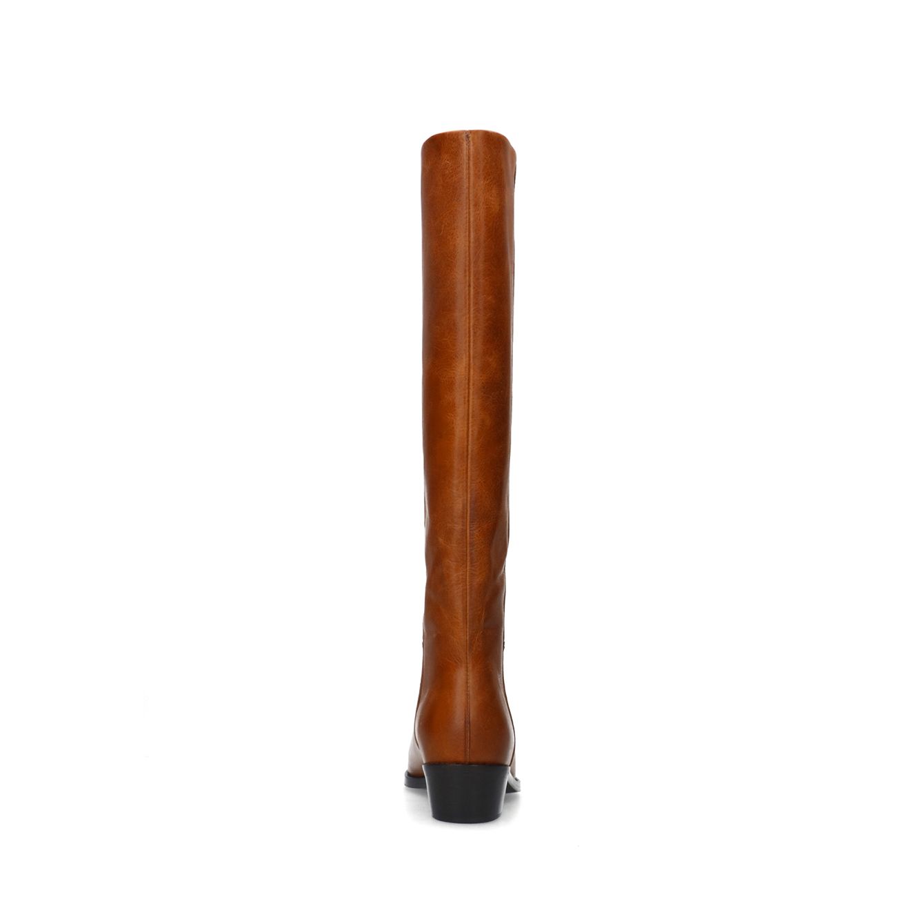 Cognacfarbene Lederstiefel mit hohem Schaft
