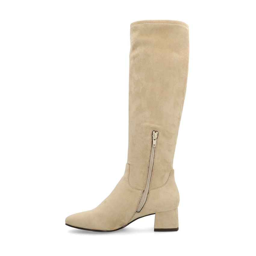 Beige stretch laarzen met hak