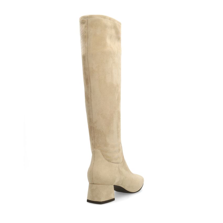 Beige stretch laarzen met hak