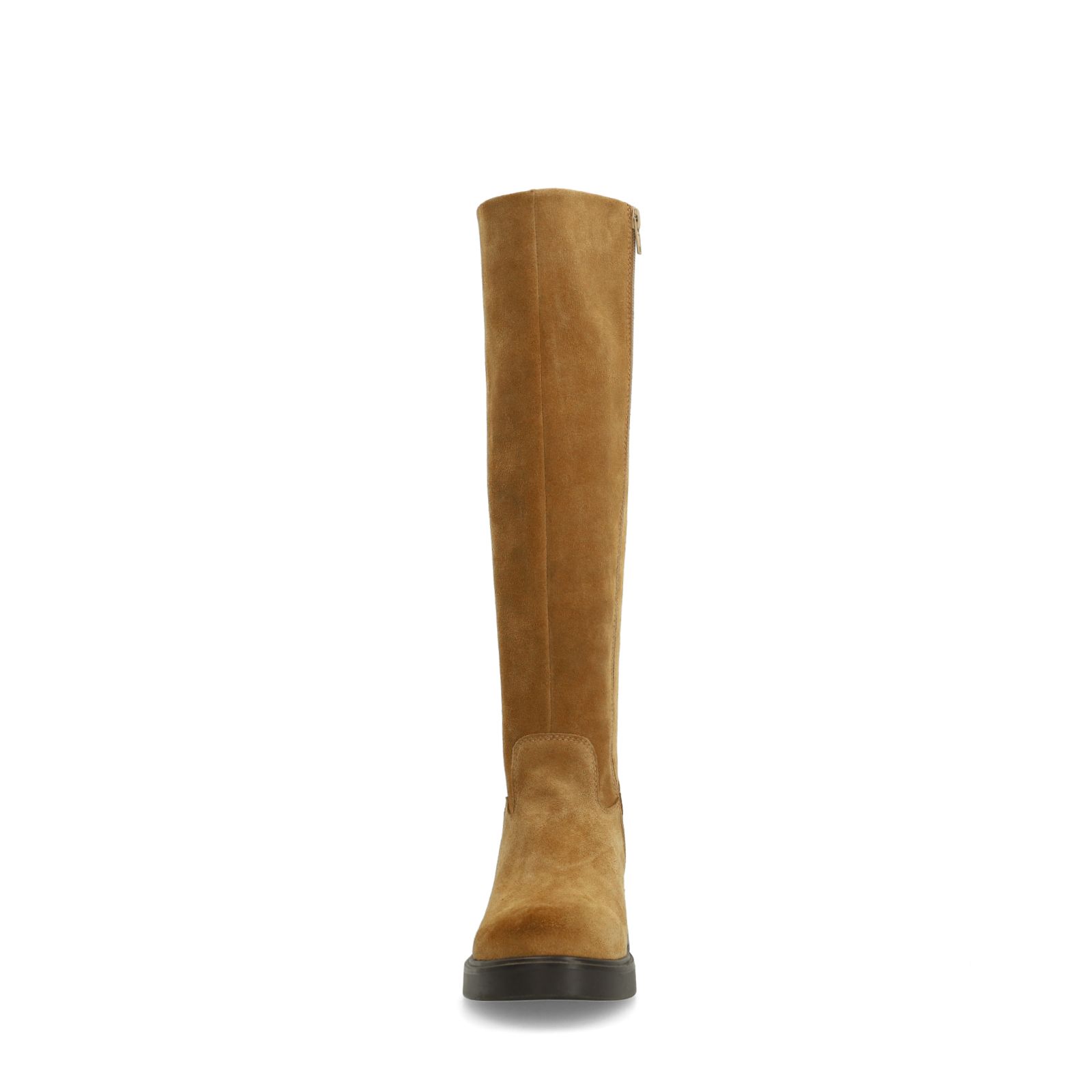 Beigefarbene Veloursleder-Stiefel