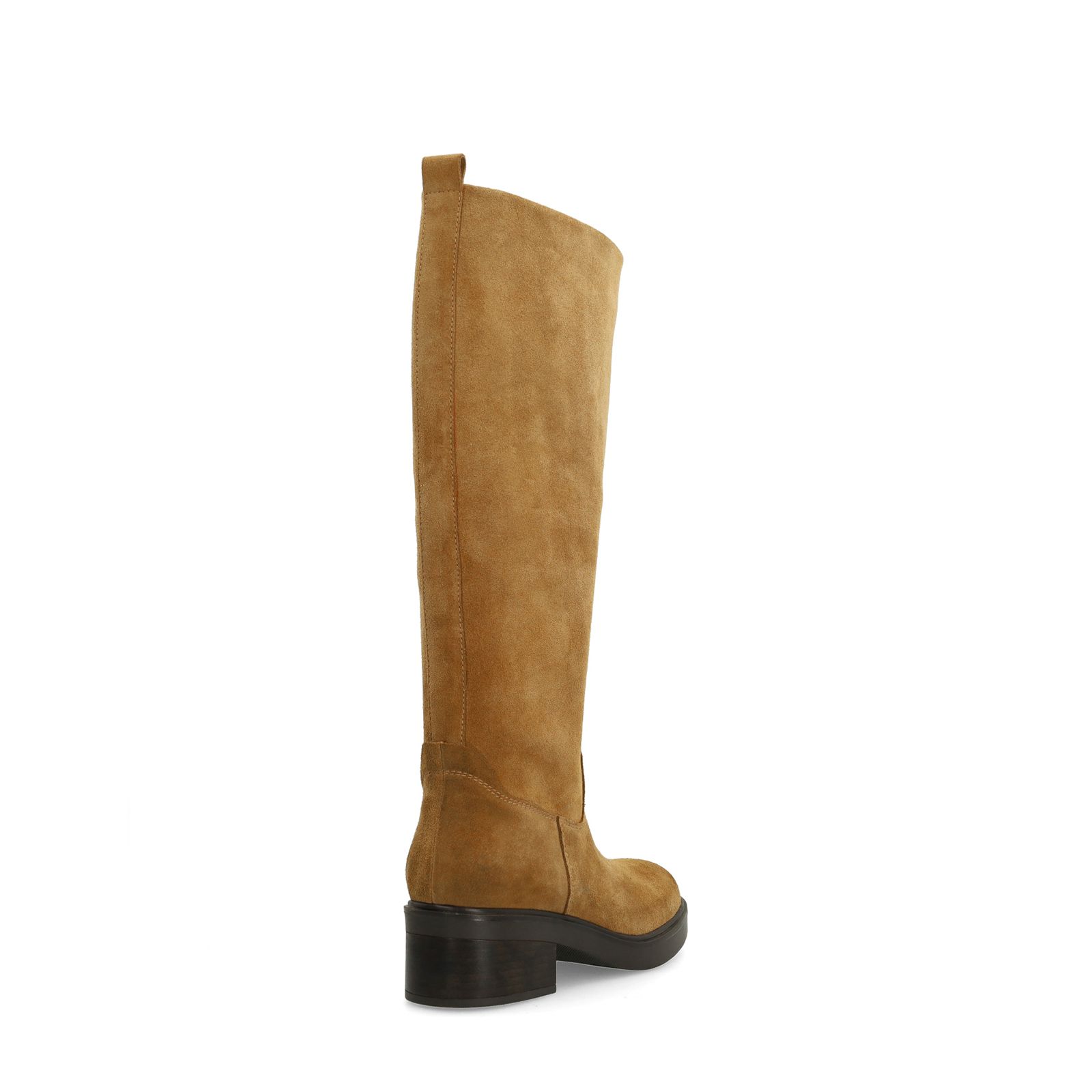 Beigefarbene Veloursleder-Stiefel