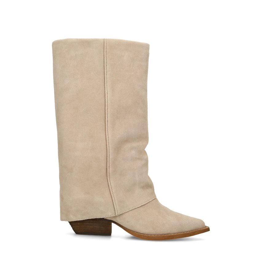 Beige suède laarzen met flap
