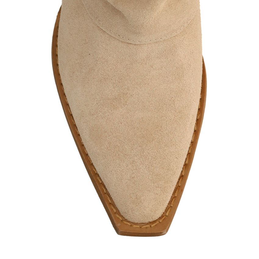 Beige suède laarzen met flap