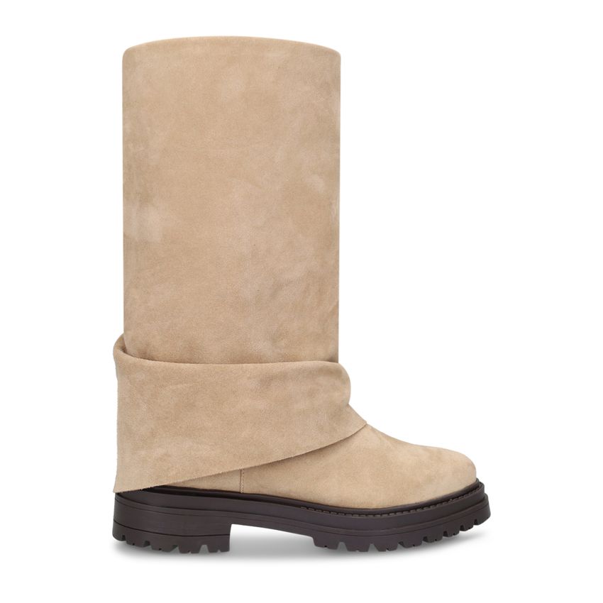Beige suède laarzen met flap