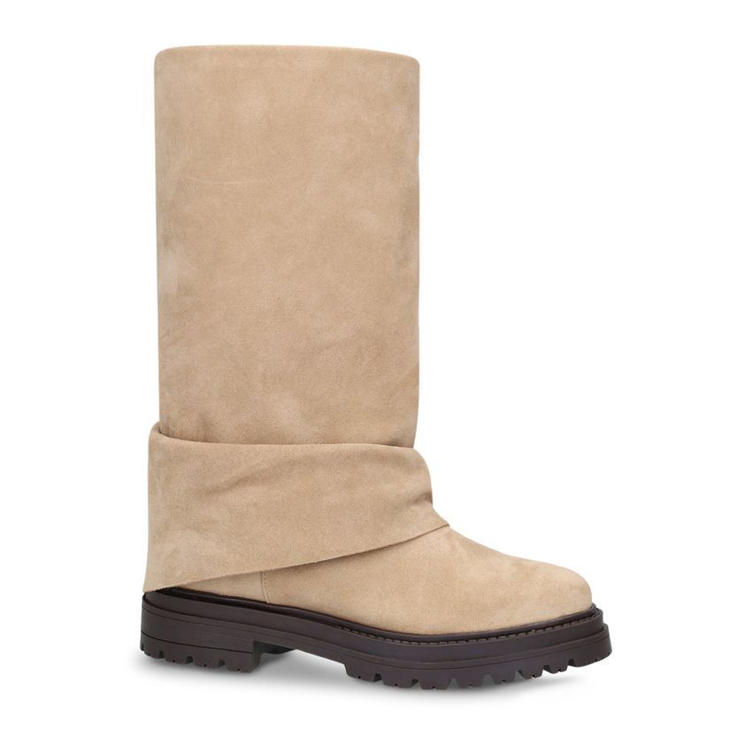 Beige suède laarzen met flap