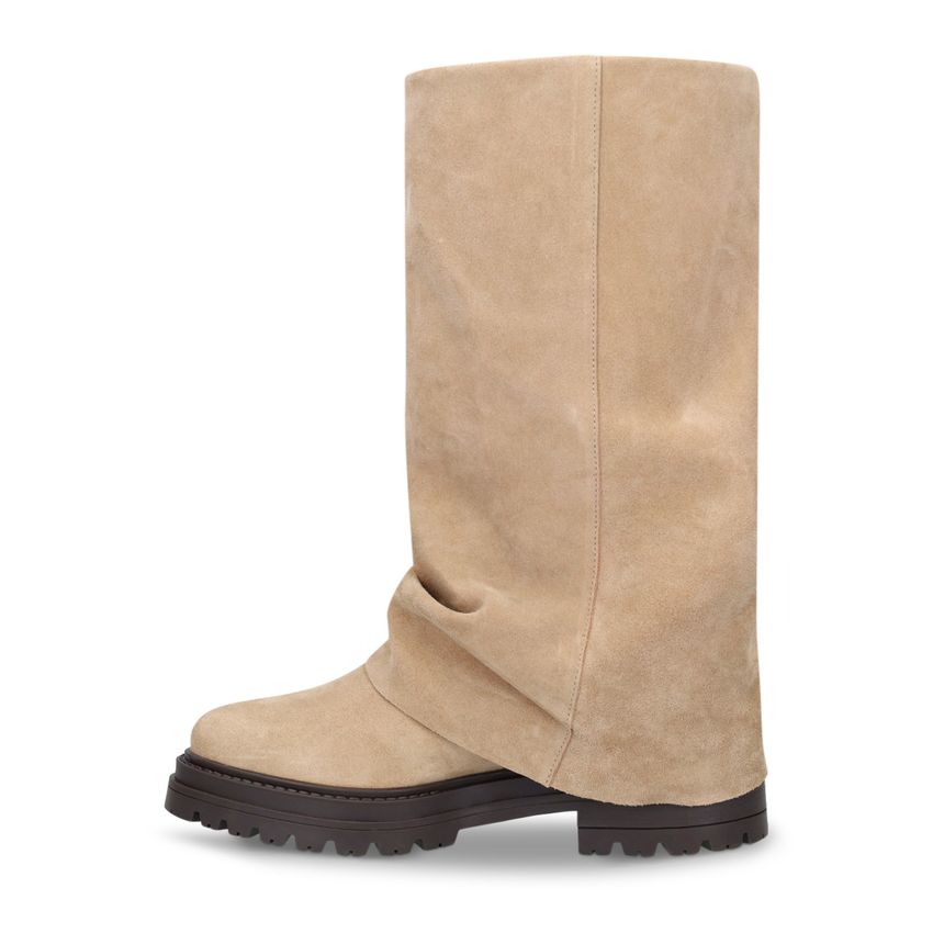 Beige suède laarzen met flap