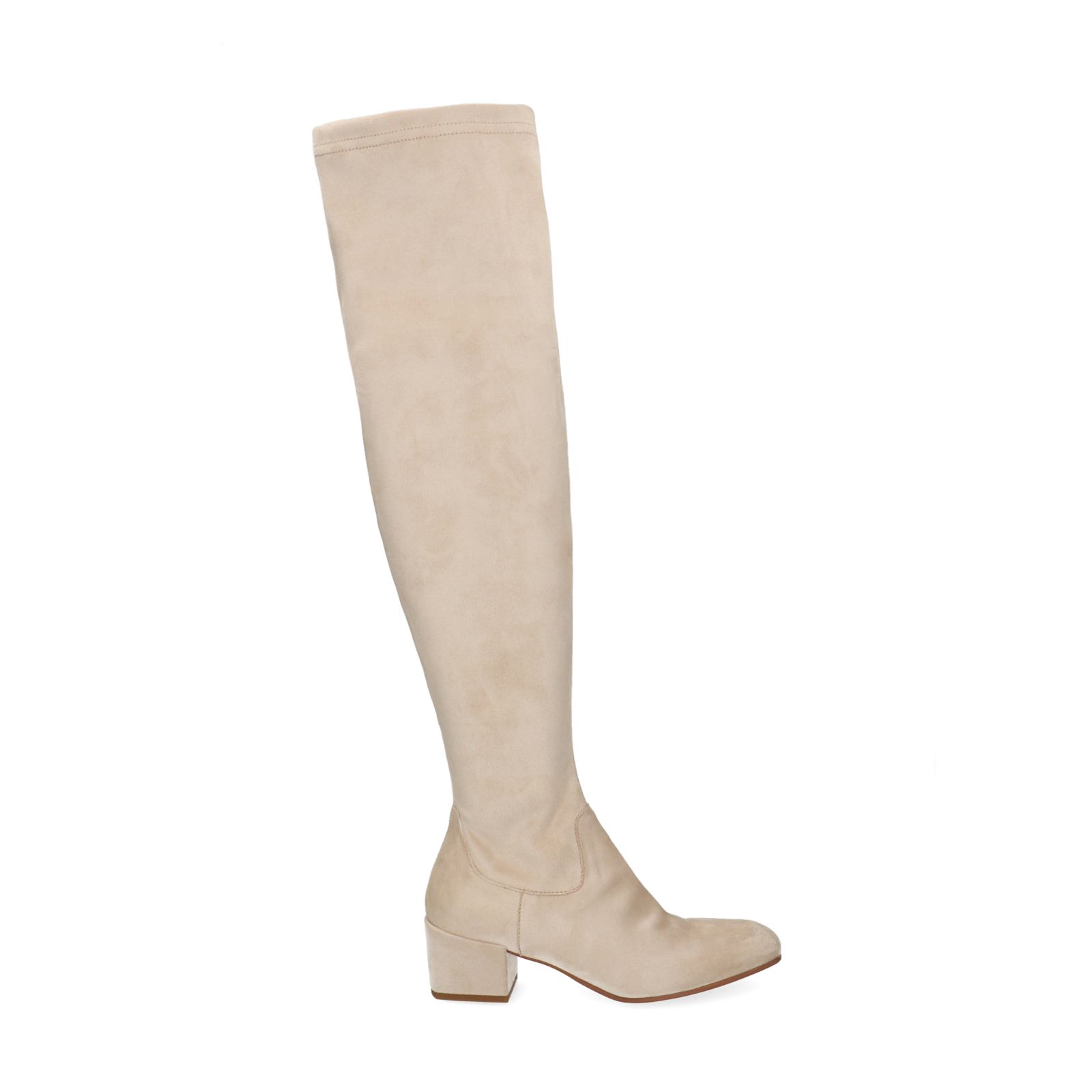 Beige suèdine overknee laarzen