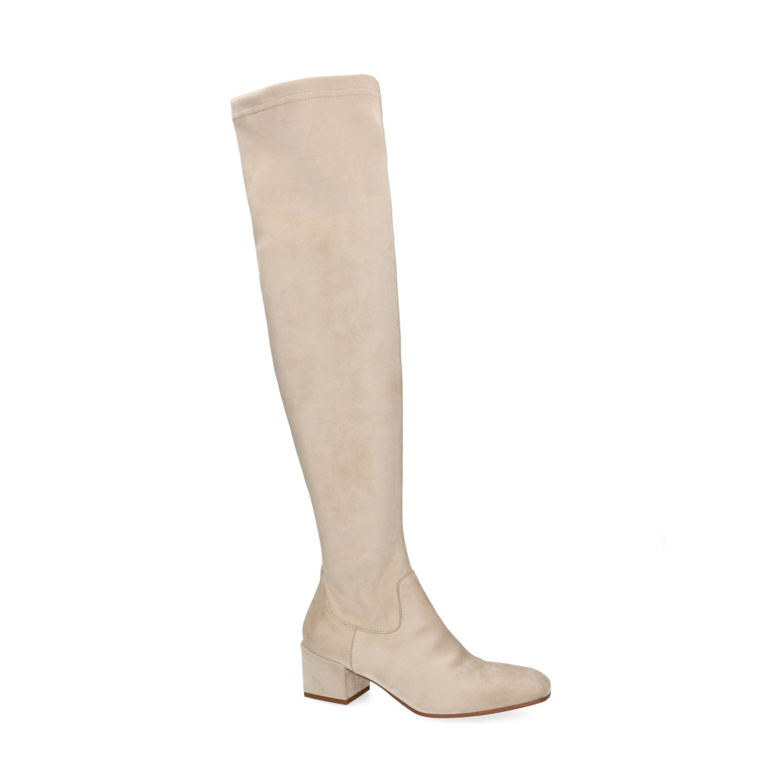 Beige suèdine overknee laarzen