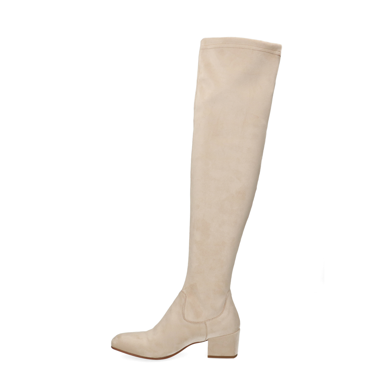 Beigefarbene Veloursleder-Stiefel | Overknees | Manfield | Manfield