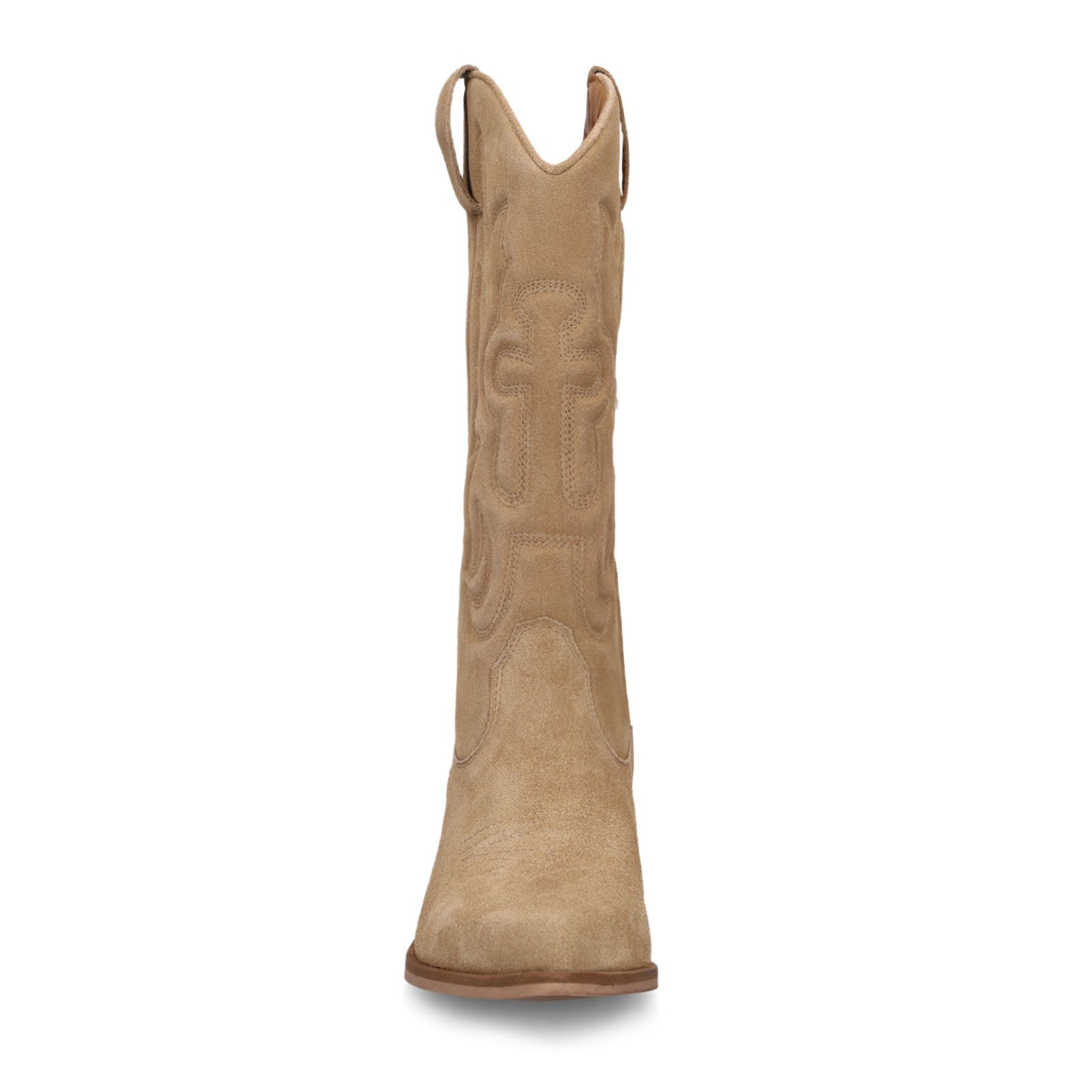 Beigefarbene Cowboystiefel aus Veloursleder