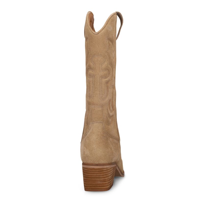 Beigefarbene Cowboystiefel aus Veloursleder