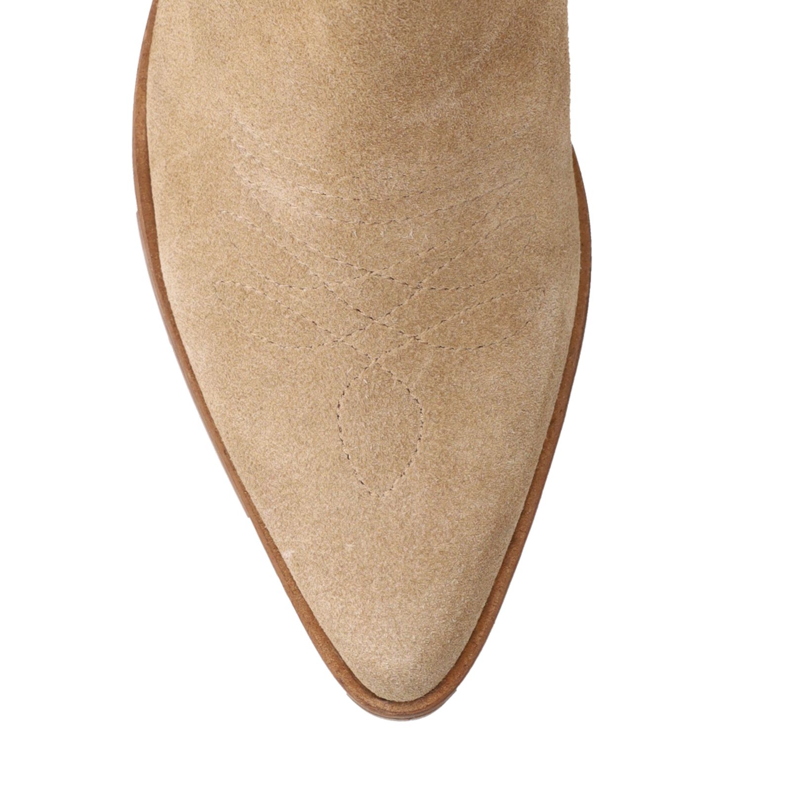 Beigefarbene Cowboystiefel aus Veloursleder